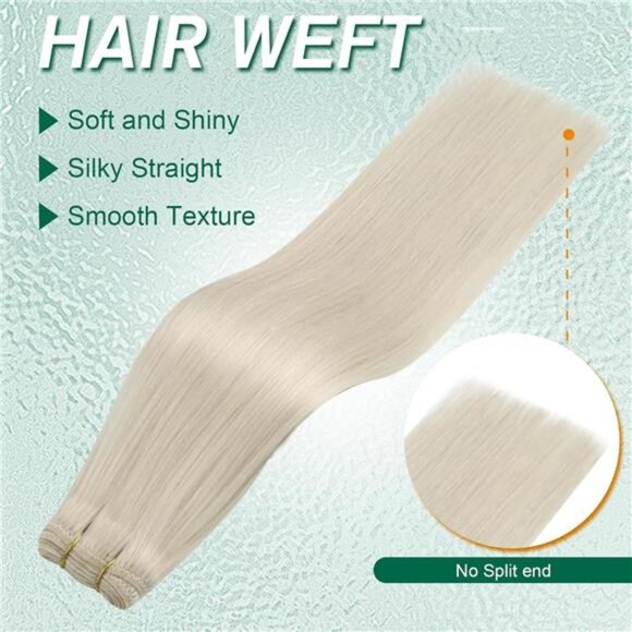 22 Inch Weft Hair Extensions Human Hair Blonde Soft and Smooth Sew main image 5